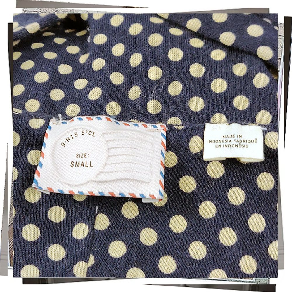 NWOT: Retro Blue & Creamy White Polka Dot Top w/ Fabric Knot at Front (S) - Picture 8 of 9